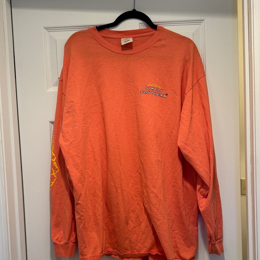 Simply Southern Men's Bright Orange Long Sleeve Tee